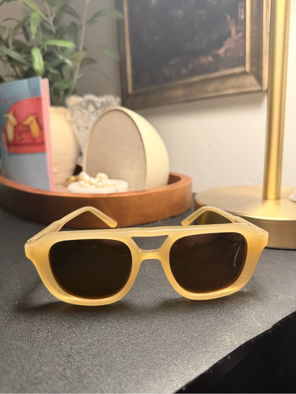 I-sea Yellow Translucent Square Sunglasses